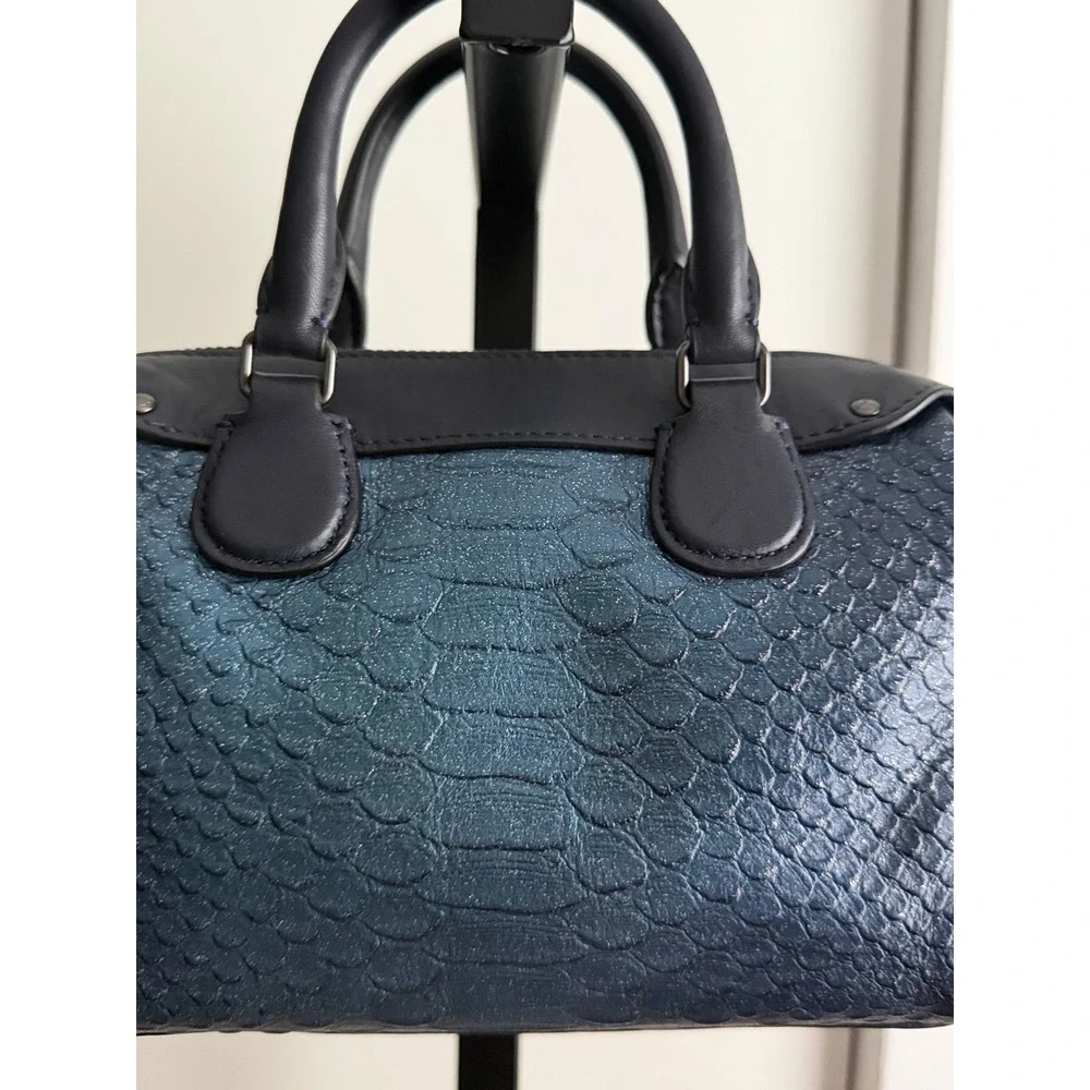 Coach Mini Bennett Leather Crossbody Bag - Blue Snakeskin